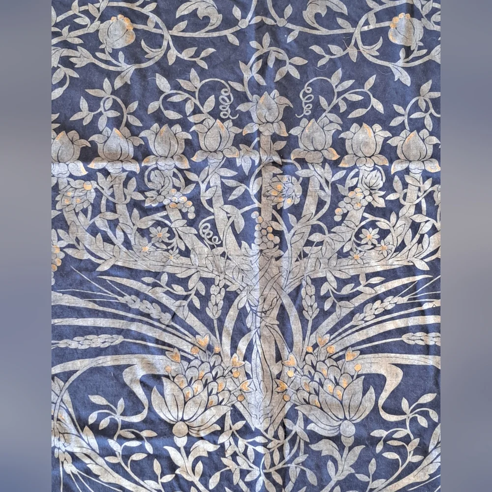Pottery Barn Blue Floral Tablecloth Square 100% Cotton